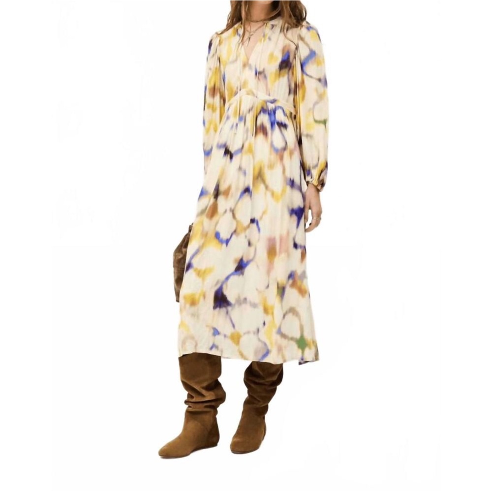 ba&sh Floria Watercolor Tie-Dye Midi Dress